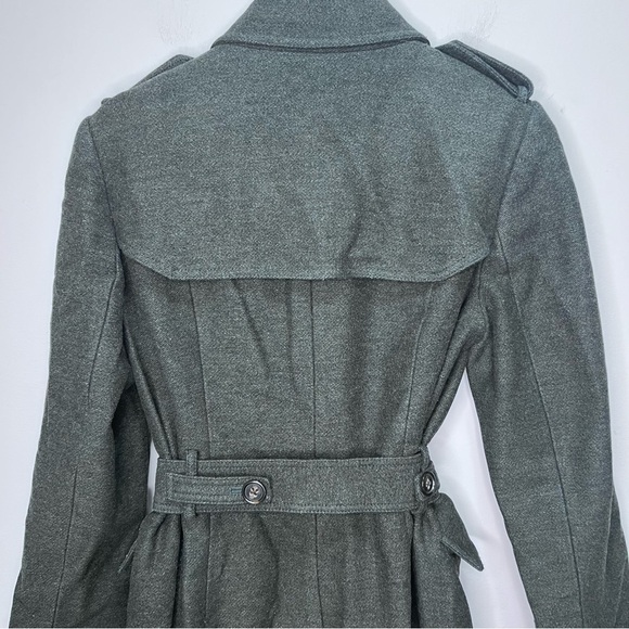 Banana Republic Grey Wool Trench Pea Coat with belt Size Medium - Picture 6 of 15